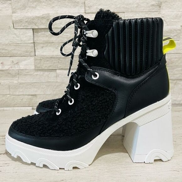 Sorel BREX Heel Cozy Lace Womens Size 9.5 Black/Sea Salt Waterproof Boots NEW - Picture 10 of 16